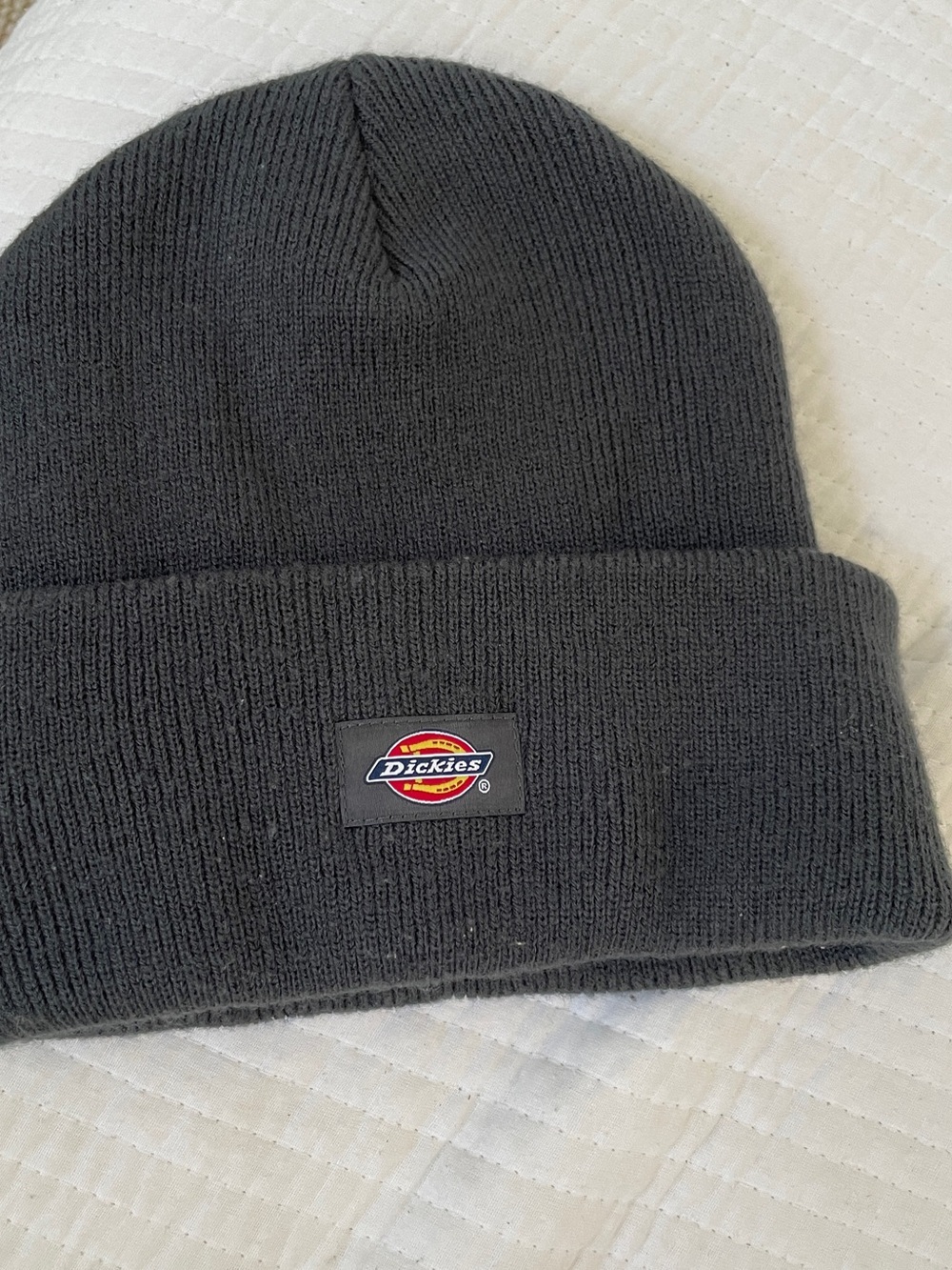 Dickies Charcoal Knit Cuff Beanie with Signature Logo
